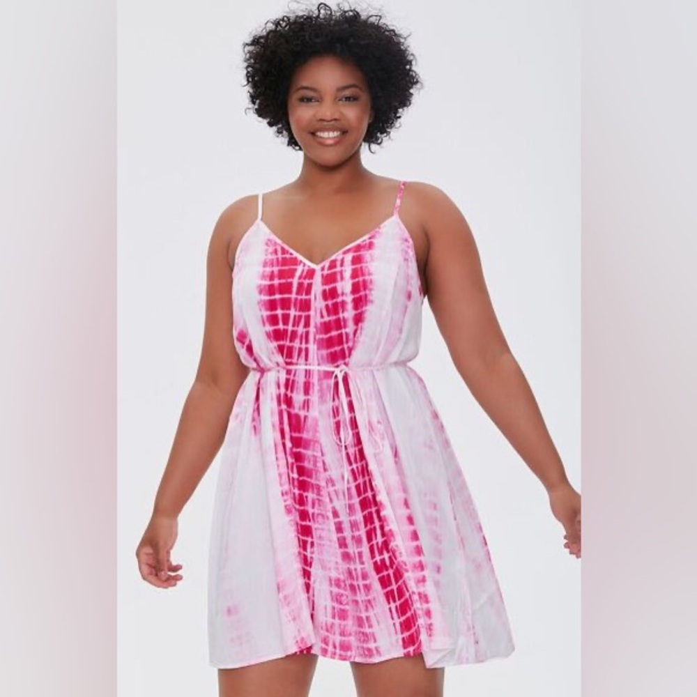 Tie-Dye Mini Dress plus size PINK